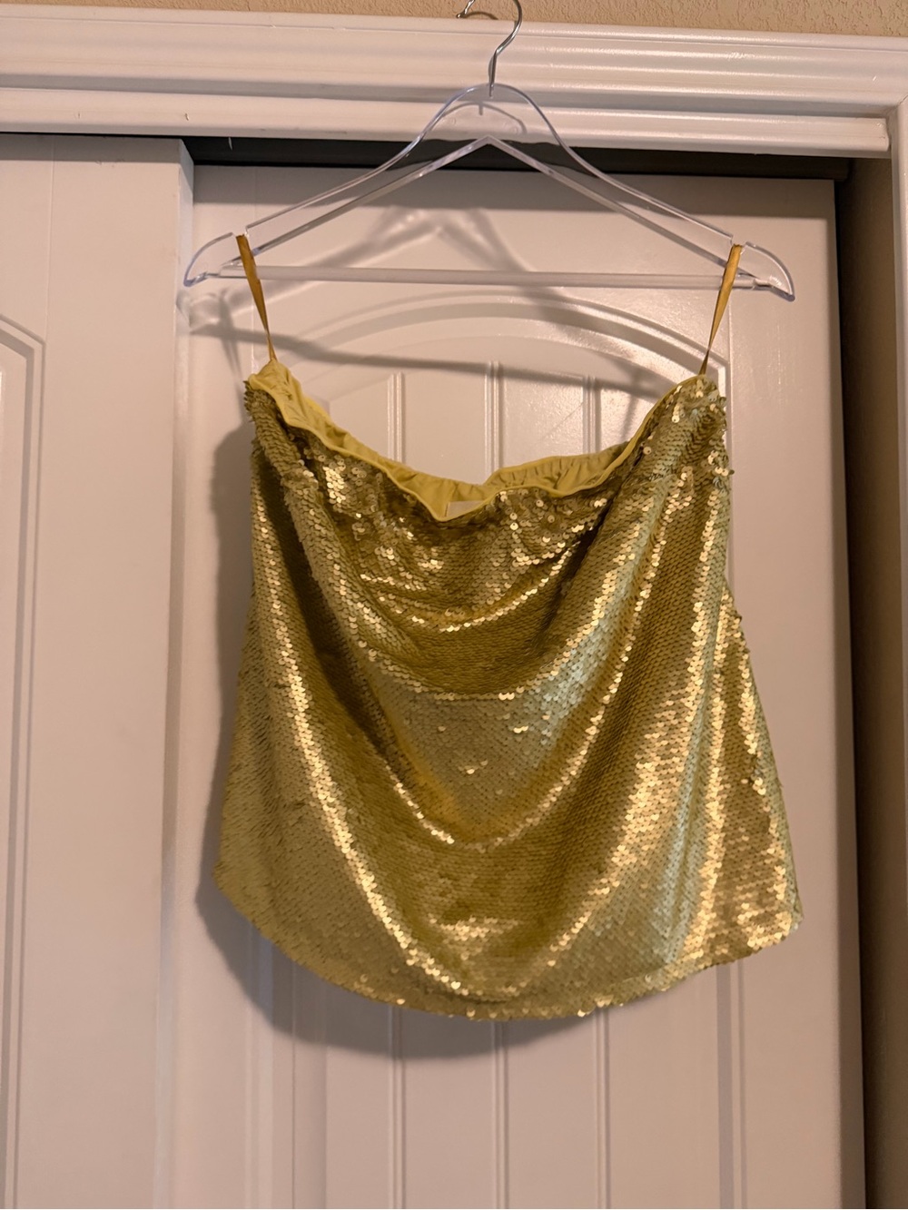 Anthropologie Gold Sequin tube top